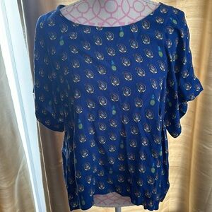 Maeve anthropology size medium printed top  pineapples and flutter sleeve